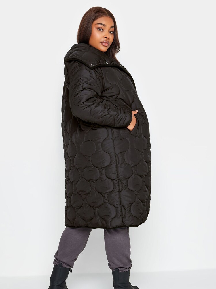 Yours Curve Black Quilted Coat - Image 2 of 5
