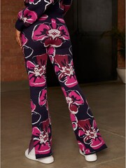 Chi Chi London Blue Abstract Floral Wide Leg Trousers - Image 2 of 4