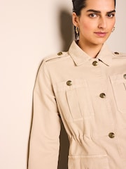 Stone Cotton Utility Jacket - Image 4 of 6
