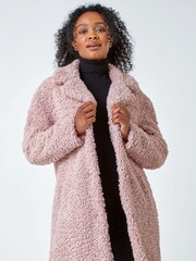 Roman Pink Petite Longline Teddy Coat - Image 1 of 5