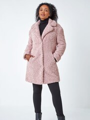 Roman Pink Petite Longline Teddy Coat - Image 2 of 5