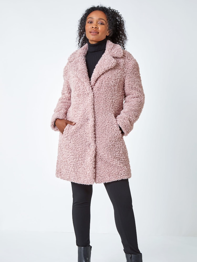 Roman Pink Petite Longline Teddy Coat - Image 2 of 5