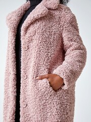 Roman Pink Petite Longline Teddy Coat - Image 5 of 5