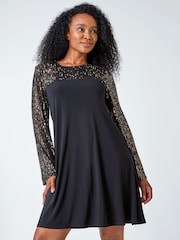 Roman Metallic Petite Sequin Shift Stretch Dress - Image 1 of 5