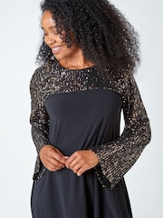 Roman Metallic Petite Sequin Shift Stretch Dress - Image 4 of 5