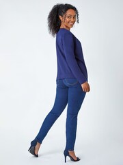 Roman Blue Petite Plain Stretch Cardigan - Image 3 of 5