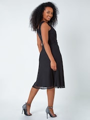 Roman Black Petite Embellished Waist Mesh Stretch Dress - Image 2 of 5