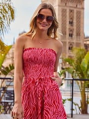 Sosandar Pink Shirred Bandeau Playsuit - Image 1 of 6