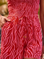 Sosandar Pink Shirred Bandeau Playsuit - Image 5 of 6