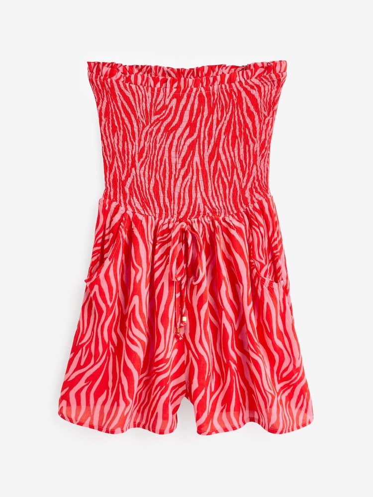 Sosandar Pink Shirred Bandeau Playsuit - Image 6 of 6