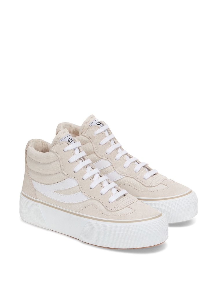 Superga Natural 3141 Revolley Mid Platform Trainers - Image 2 of 4