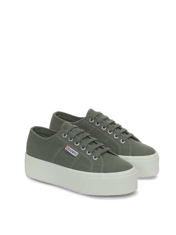 Superga Grey green 2790-Cotw Linea Up And Down Trainers - Image 2 of 5