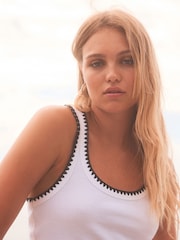 White Craft Trim Ribbed Tank - Image 1 of 6
