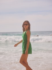 Green V-Neck Crochet Playsuit - Image 2 of 6