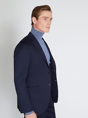MOSS x Reda Blue Slim Fit Navy Twill Suit: Jacket - Image 3 of 5