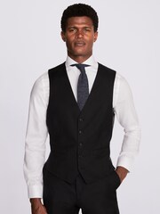 MOSS x Cerruti Black Tailored Fit Twill Suit Waistcoat - Image 1 of 3