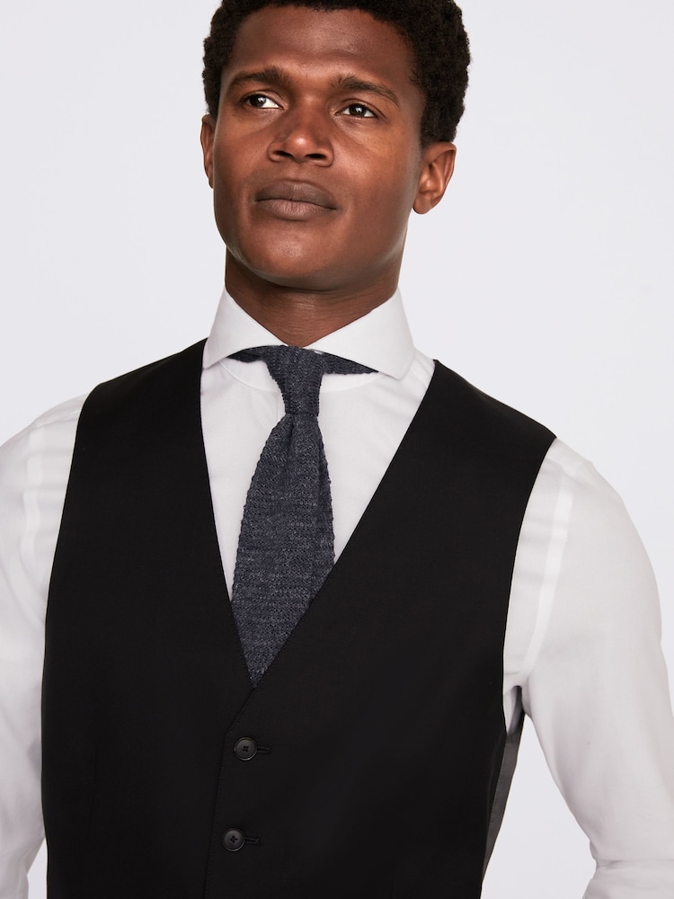 MOSS x Cerruti Black Tailored Fit Twill Suit Waistcoat - Image 2 of 3