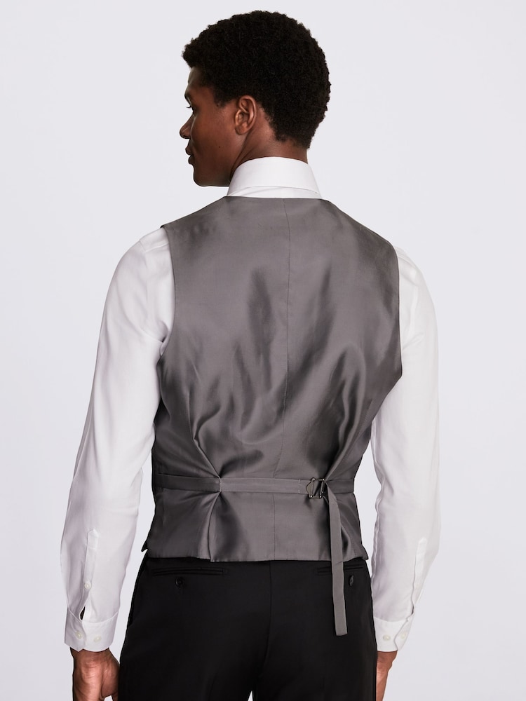 MOSS x Cerruti Black Tailored Fit Twill Suit Waistcoat - Image 3 of 3