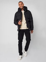 Noir - Threadbare Veste à capuche double couche, imperméable et bouffante - Image 3 de 4