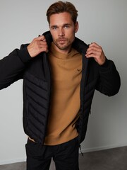 Threadbare Black Showerproof Lightweight Padded Chest Jacket - Image 1 of 4