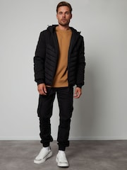 Threadbare Black Showerproof Lightweight Padded Chest Jacket - Image 3 of 4