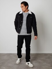 Threadbare Black Borg Collar Cord Jacket - Image 4 of 5