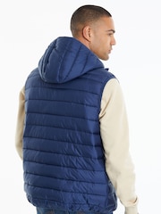 Threadbare Blue Matte Finish Padded Hooded Gilet - Image 2 of 4