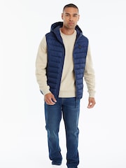 Threadbare Blue Matte Finish Padded Hooded Gilet - Image 3 of 4