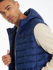 Threadbare Blue Matte Finish Padded Hooded Gilet - Image 4 of 4
