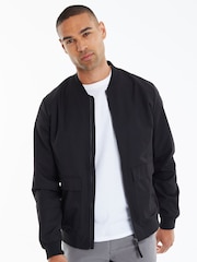 Threadbare Black Showerproof Utility Pocket Bomber Jacket - Image 1 of 4