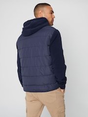 Threadbare Navy Padded Contrast Sleeve Hooded Jacket - Image 2 of 4