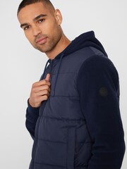 Threadbare Navy Padded Contrast Sleeve Hooded Jacket - Image 4 of 4