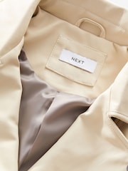 Cream Faux Leather Biker Jacket - Image 8 of 9