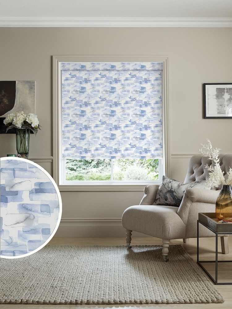 Voyage Bluebell Blue Blackout Salinas Made to Measure Roller Blind - Image 1 of 6