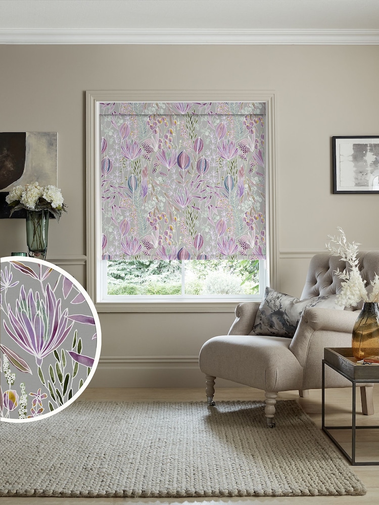Voyage Dahlia Grey Blackout Masina Made to Measure Roller Blind - Image 1 of 6