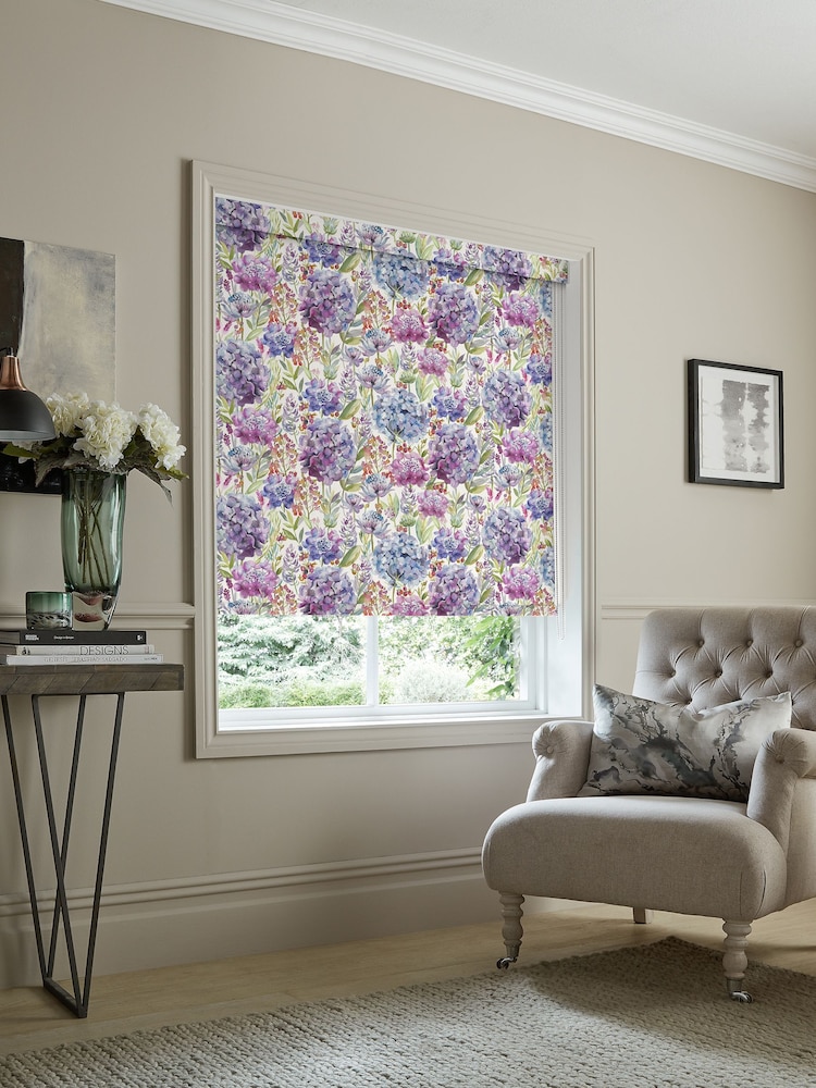 Voyage Grape Purple Blackout Hydrangea Made to Measure Roller Blind - Image 2 of 6