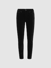 Reiss Black Lux Velvet Mid Rise Skinny Jeans - Image 2 of 5