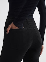 Reiss Black Lux Velvet Mid Rise Skinny Jeans - Image 4 of 5