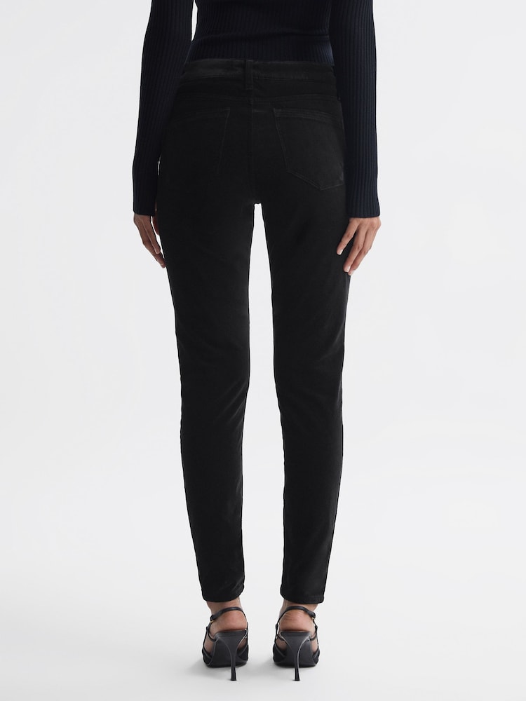 Reiss Black Lux Velvet Mid Rise Skinny Jeans - Image 5 of 5