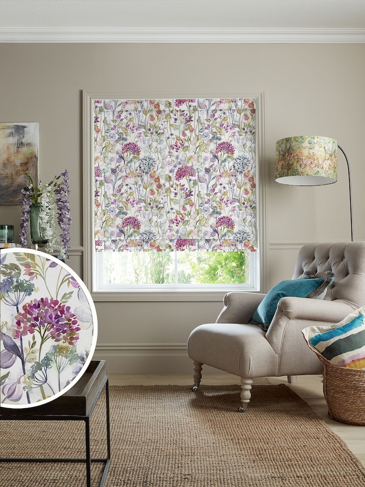 Voyage Lotus Purple Country Hedgerow Made to Measure Roman Blind - Image 1 of 6
