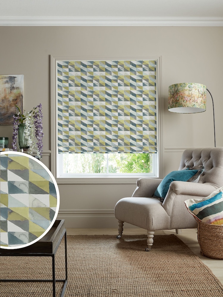 Voyage Peridot Grey Kerlaz Made to Measure Roman Blind - Image 1 of 6
