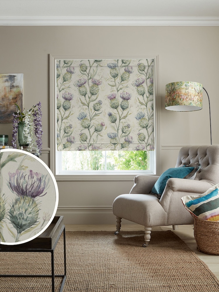Voyage Glen Purple Thistle Made to Measure Roman Blind - Image 1 of 6