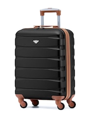 Negro/tostado - Maleta de mano rígida de 55x40x20 cm con 4 ruedas y carcasa de ABS compatible con los requisitos de Ryanair Priority de Flight Knight - Imagen 1 de 7