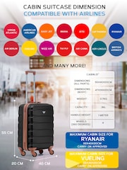 Negro/tostado - Maleta de mano rígida de 55x40x20 cm con 4 ruedas y carcasa de ABS compatible con los requisitos de Ryanair Priority de Flight Knight - Imagen 3 de 7