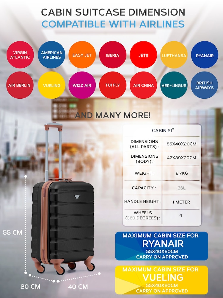 Flight Knight 55x40x20cm Ryanair Priority 4 Wheel ABS Hard Case Cabin Carry On Hand Luggage - Image 3 of 7