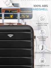 Negro/tostado - Maleta de mano rígida de 55x40x20 cm con 4 ruedas y carcasa de ABS compatible con los requisitos de Ryanair Priority de Flight Knight - Imagen 4 de 7