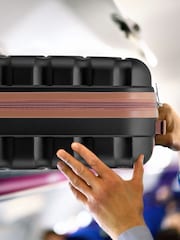 Negro/tostado - Maleta de mano rígida de 55x40x20 cm con 4 ruedas y carcasa de ABS compatible con los requisitos de Ryanair Priority de Flight Knight - Imagen 7 de 7
