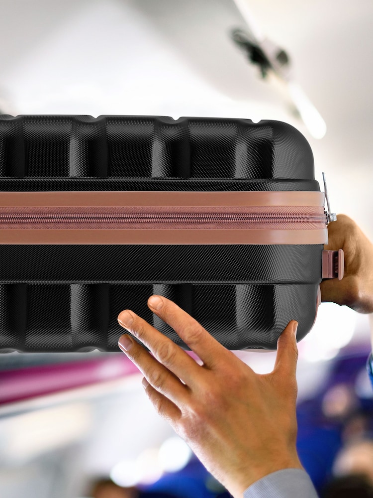 Negro/tostado - Maleta de mano rígida de 55x40x20 cm con 4 ruedas y carcasa de ABS compatible con los requisitos de Ryanair Priority de Flight Knight - Imagen 7 de 7