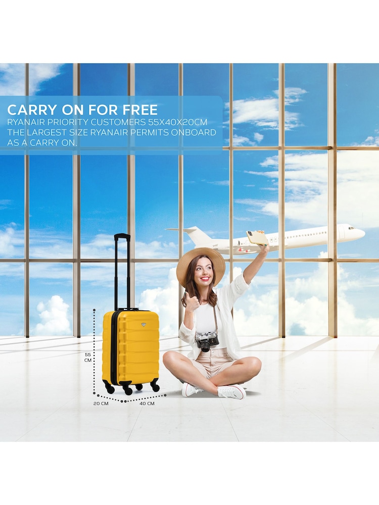 Amarillo/negro - Maleta de mano rígida de 55x40x20 cm con 4 ruedas y carcasa de ABS compatible con los requisitos de Ryanair Priority de Flight Knight - Imagen 2 de 7 Amarillo/negro - Maleta de mano rígida de 55x40x20 cm con 4 ruedas y carcasa de ABS compatible con los requisitos de Ryanair Priority de Flight Knight - Imagen 2 de 7