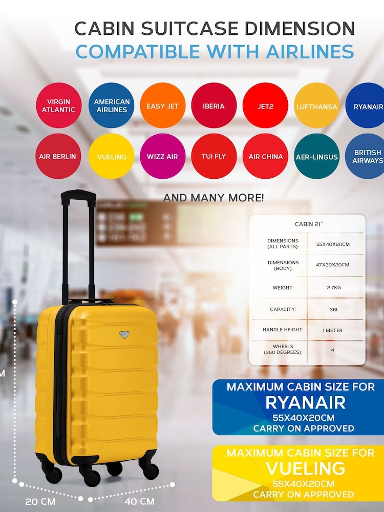 Flight Knight 55x40x20cm Ryanair Priority 4 Wheel ABS Hard Case Cabin Carry On Hand Luggage - Image 3 of 7